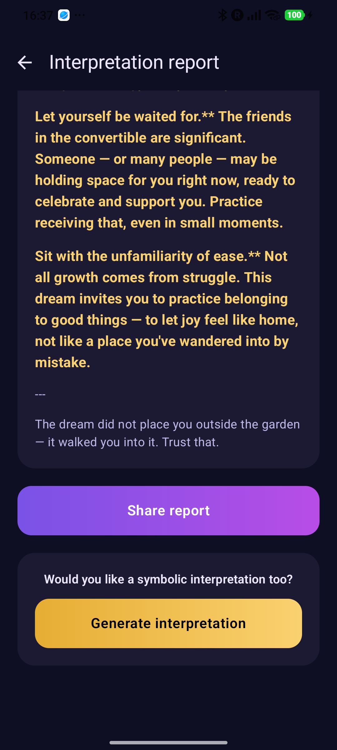 End of the report, with a share option