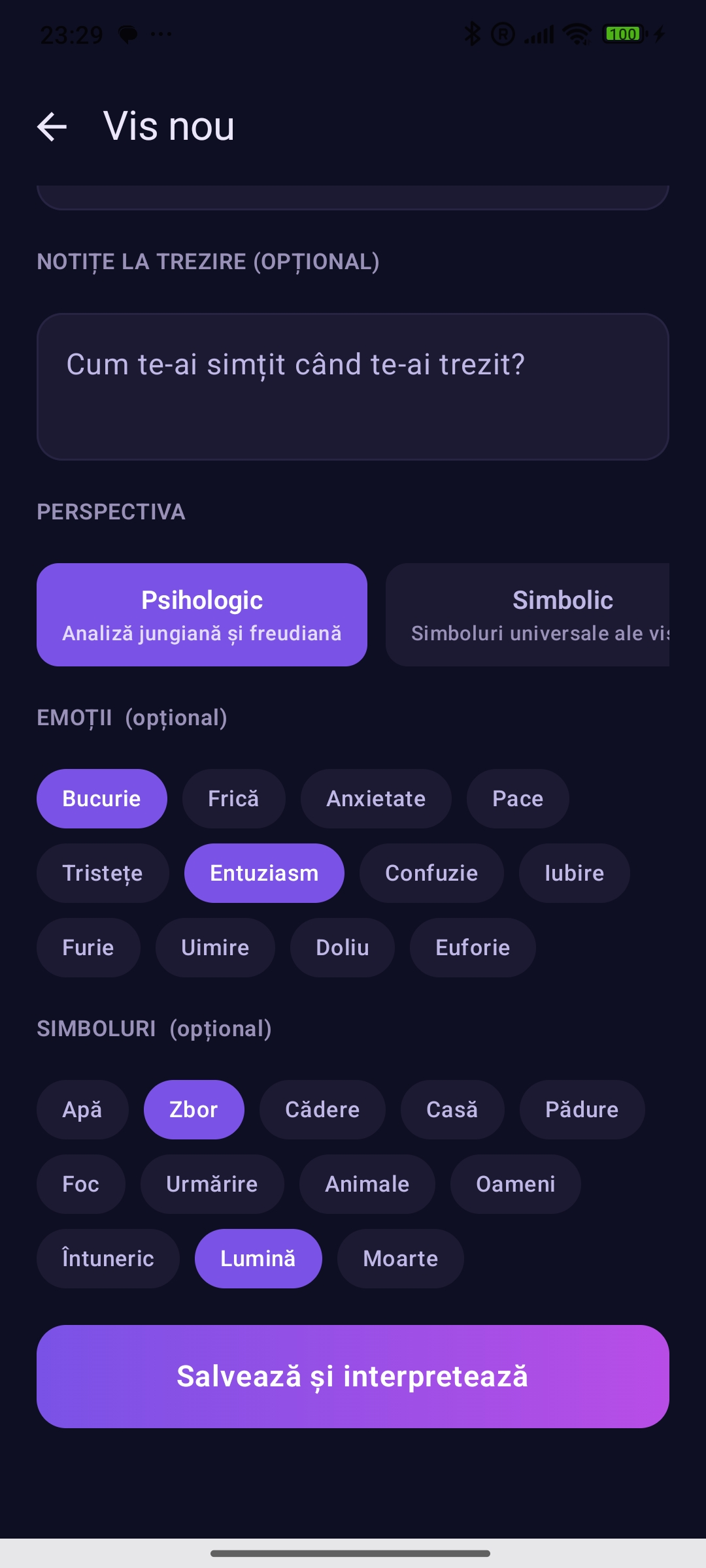Alegerea lentilei, a emoțiilor și a simbolurilor visului